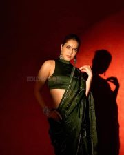 Gorgeous Raashi Khanna in a Green Saree for Behindwoods Gold Awards Photos 06