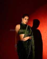 Gorgeous Raashi Khanna in a Green Saree for Behindwoods Gold Awards Photos 07