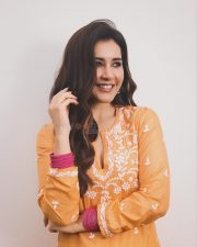 Gorgeous Raashi Khanna in a Mustard Yellow Embroidered Kurta Pictures 02