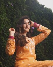 Gorgeous Raashi Khanna in a Mustard Yellow Embroidered Kurta Pictures 05