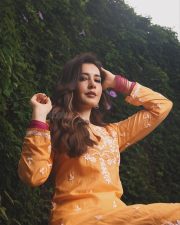 Gorgeous Raashi Khanna in a Mustard Yellow Embroidered Kurta Pictures 05
