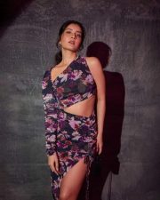 Gorgeous Raashi Khanna in a Purple Floral Cutout Dress Pictures 05 Gorgeous Raashi Khanna in a Purple Floral Cutout Dress Pictures 05
