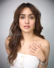 Gorgeous Shraddha Kapoor in a White Strapless Waistcoat with Matching Pants Photos 02