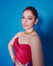 Gorgeous Tamannaah Bhatia in a Red And Purple Slit Dress Photos 02