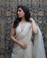 Graceful Diva Samantha in an Ivory Transparent Saree Pictures 01