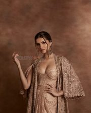 Graceful Tara Sutaria in a Stunning Ethnic Golden Embroidered Gown Photos 01