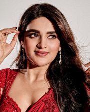Hari Hara Veera Mallu Part 1 Heroine Nidhhi Agerwal in a Red Saree Photos 05