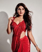 Hari Hara Veera Mallu Part 1 Heroine Nidhhi Agerwal in a Red Saree Photos 08