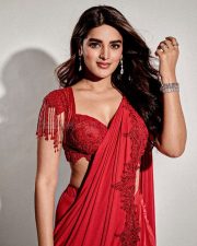 Hari Hara Veera Mallu Part 1 Heroine Nidhhi Agerwal in a Red Saree Photos 09