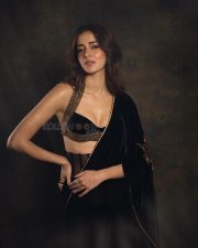 Heroine Ananya Panday in a Black Velvet Saree with a Matching Blouse Photos 03 Heroine Ananya Panday in a Black Velvet Saree with a Matching Blouse Photos 03