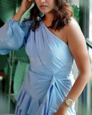 Heroine Anikha Surendran in a One Shoulder Cut Out Side Knot Ruffle Dress Photos 01