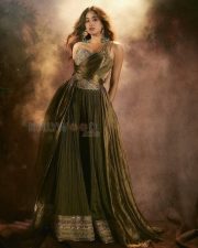Heroine Janhvi Kapoor in a Gold Tissue Skirt with a Strapless Corset Top Photos 01