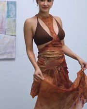 Hot Disha Patani in a Brown Bralette and Dress Photos 03