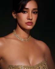 Hot Disha Patani in a Soft Gold Strapless Bodycon Gown Photos 03
