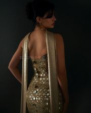 Hot Disha Patani in a Soft Gold Strapless Bodycon Gown Photos 06