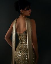 Hot Disha Patani in a Soft Gold Strapless Bodycon Gown Photos 06