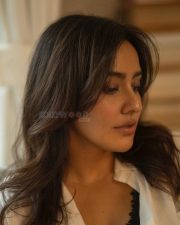 Hot Neha Sharma in a Black Lace Bra and Oversized White Shirt Photos 03