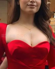 Hot Tamannaah Bhatia Cleavage in a Revealing Red Dress Photos 04