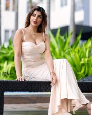 Hot Yashika Aannand in an Off White Shoulder Strap Maxi Dress Photos 03