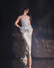 Hot and Tempting Disha Patani in an Off Shoulder Silver Corset Sequin Silk Gown Photos 06