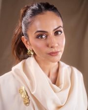 I Love You Rakul Preet Singh in a Structured Ivory Crop Top with a Matching One Shoulder Cape and Wide Leg Flared Trousers Pictures 02