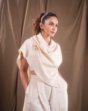 I Love You Rakul Preet Singh in a Structured Ivory Crop Top with a Matching One Shoulder Cape and Wide Leg Flared Trousers Pictures 03