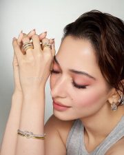 IPS Maria Actress Tamannaah Bhatia in a Simple Grey Ribbed Tank Top Pictures 01
