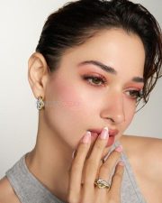 IPS Maria Actress Tamannaah Bhatia in a Simple Grey Ribbed Tank Top Pictures 03
