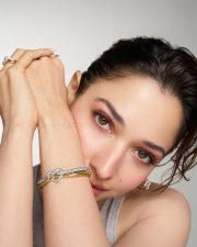 IPS Maria Actress Tamannaah Bhatia in a Simple Grey Ribbed Tank Top Pictures 04