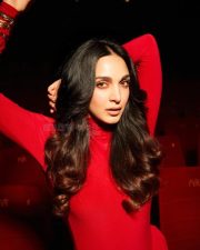 Iconic Actress Kiara Advani in a Red Turtleneck Bodycon Dress Photos 10