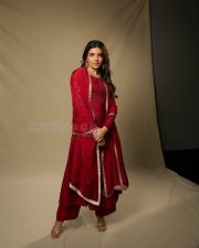 Iconic Actress Samantha Ruth Prabhu in a Red Salwar Kameez Photos 01