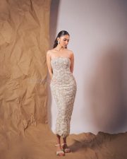 Indian 3 Heroine Rakul Preet Singh in a Light Embellished Strapless Gown Photos 06