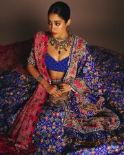 Indian Bollywood Actress Janhvi Kapoor in a Royal Blue and Hot Pink Designer Lehenga with a Blue Bustier Top Photos 06 Indian Bollywood Actress Janhvi Kapoor in a Royal Blue and Hot Pink Designer Lehenga with a Blue Bustier Top Photos 06