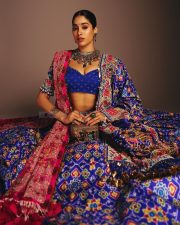 Indian Bollywood Actress Janhvi Kapoor in a Royal Blue and Hot Pink Designer Lehenga with a Blue Bustier Top Photos 08 Indian Bollywood Actress Janhvi Kapoor in a Royal Blue and Hot Pink Designer Lehenga with a Blue Bustier Top Photos 08