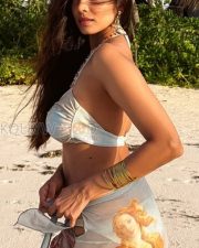 Irresistible Malavika Mohanan Cleavage in a Maroon Bikini Top Photos 05