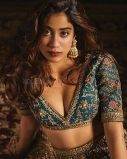 Janhvi Kapoor Oozing Sex Appeal in an Embellished Floral lehenga with Plunging Neckline Photos 01