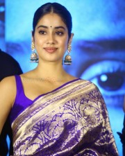 Janhvi Kapoor in a Blue Saree and Backless Blouse for Mili Promotion Event Photos 11