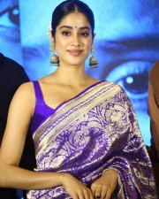 Janhvi Kapoor in a Blue Saree and Backless Blouse for Mili Promotion Event Photos 13