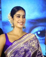Janhvi Kapoor in a Blue Saree and Backless Blouse for Mili Promotion Event Photos 14