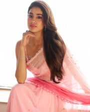 Janhvi Kapoor in a Pink Floral Saree Photos 06