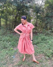 Kajal Aggarwal in a Short Pink Dress with Tie Up Photos 03