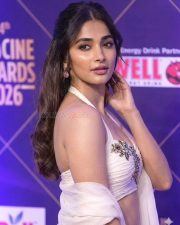 Kanchana 4 Actress Pooja Hegde in an Ivory Empire Waist Gown Photos 01