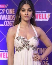 Kanchana 4 Actress Pooja Hegde in an Ivory Empire Waist Gown Photos 04