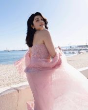Kannada Actress Pranita Subhash in a Baby Pink Skirt and Strapless Blouse at Cannes Film Festival Pictures 01