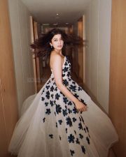 Kannada Beauty Pranitha Subhash in a White Strapless Floral Dress Pictures 02