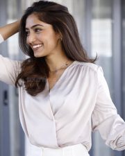 Kollywood Heroine Reba Monica John in a White Satin Dress Pictures 02