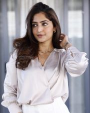 Kollywood Heroine Reba Monica John in a White Satin Dress Pictures 03