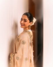 Kuberaa Actress Rashmika Mandanna in a Beige Kurta Churidar Set Photos 07