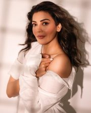 Luminous Actress Kajal Aggarwal in a White Off Shoulder Shirt Photos 02 Luminous Actress Kajal Aggarwal in a White Off Shoulder Shirt Photos 02