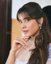 Luminous Actress Raashii Khanna in a White Blue Printed Saree Photos 01 Luminous Actress Raashii Khanna in a White Blue Printed Saree Photos 01